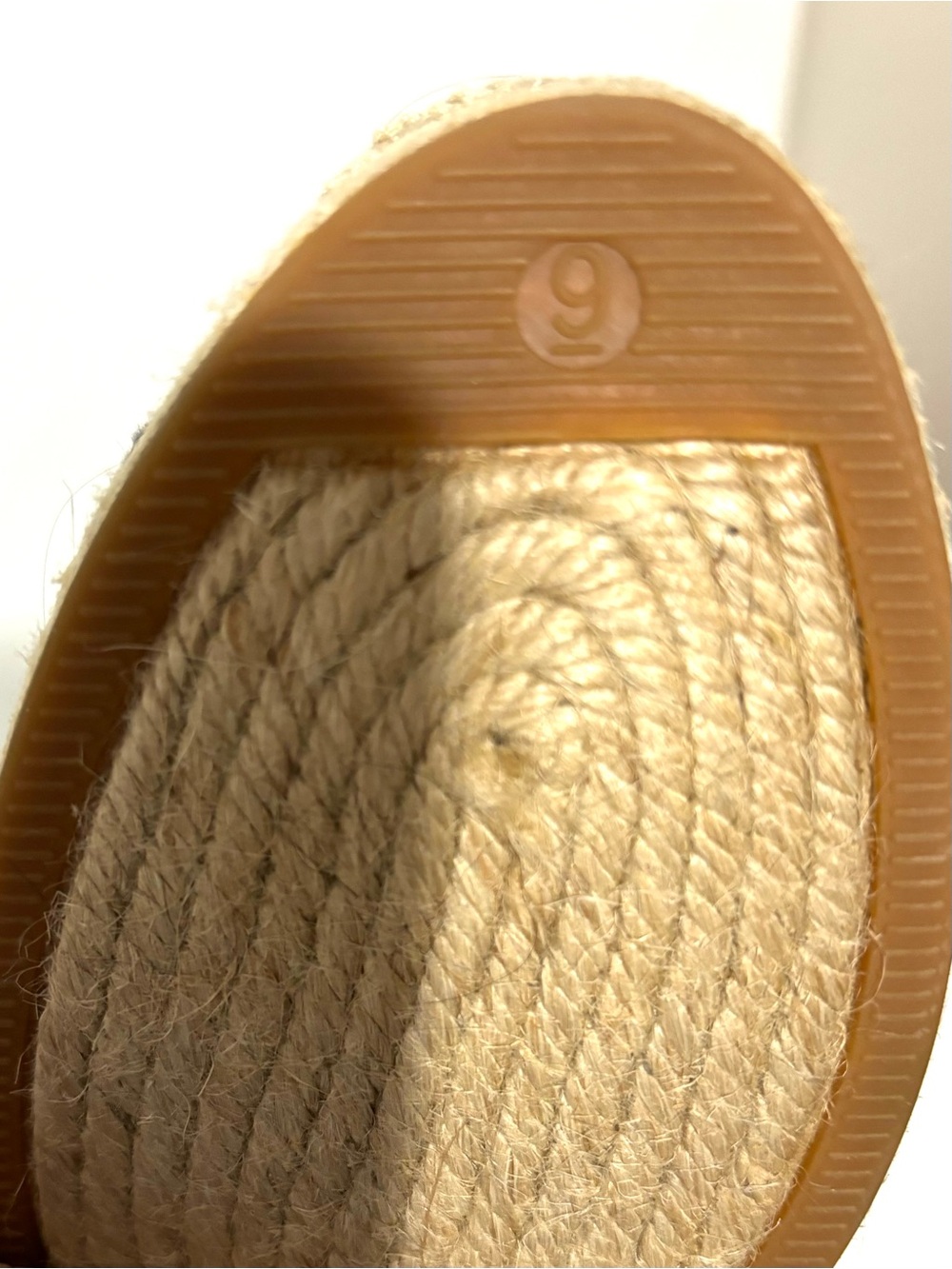 Ralph Lauren Navy Gold Canvas Espadrille Wedge Slingback Size 9 EUC - Picture 10 of 10
